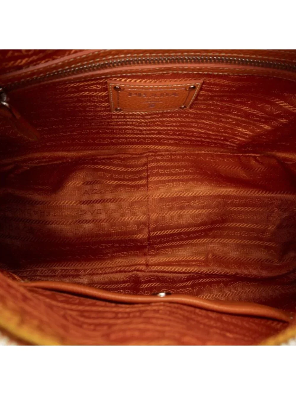 Prada Zip Hobo Orange Calfskin Leather